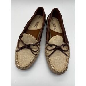 Coasters Boat Shoes Womens 7 Tan Brown Canvas Loafers Preppy Nautical 6373 76